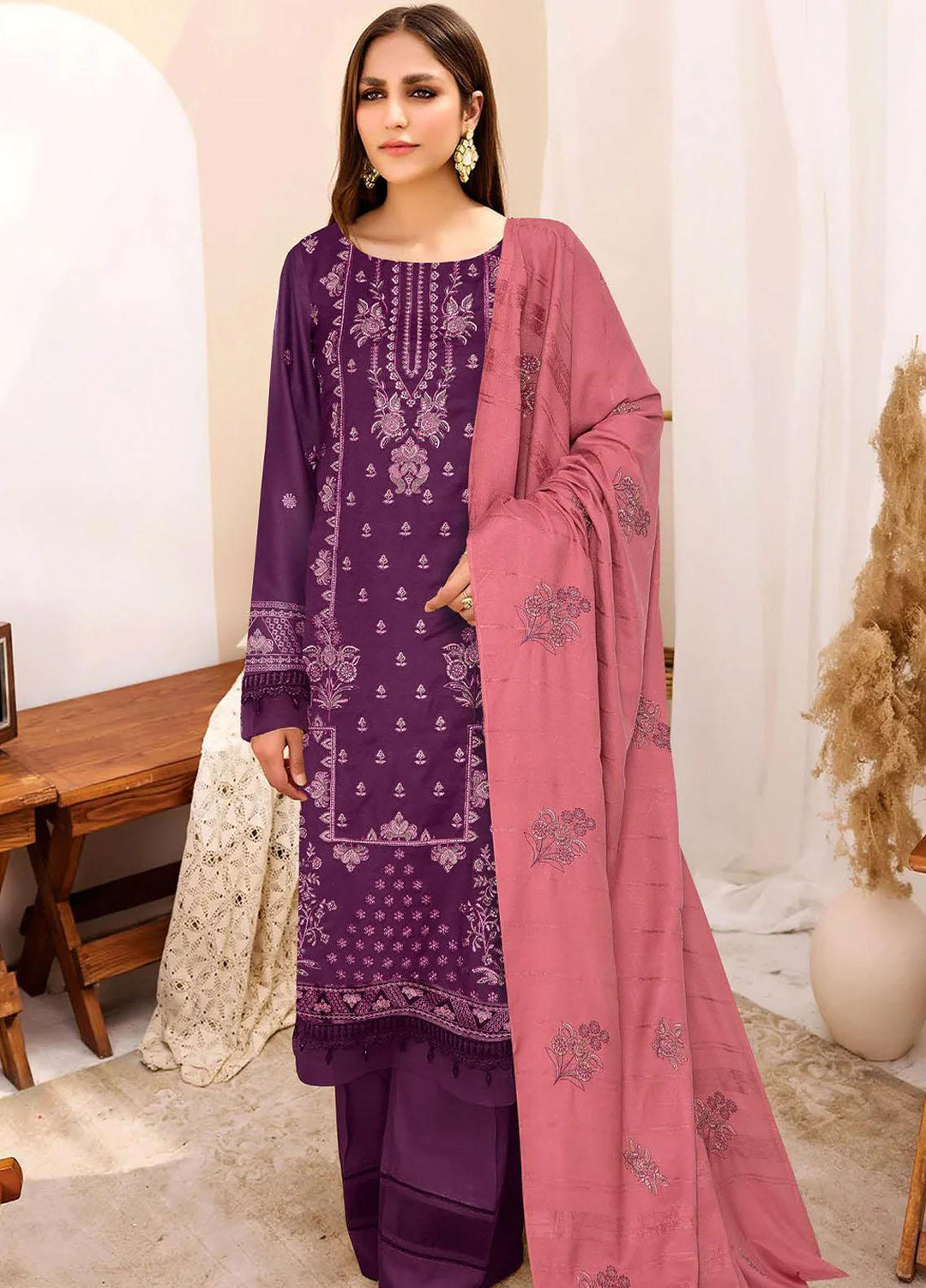 Kuch Khas By Insiya Clothing Embroidered Dhanak Suits Unstitched 3 Piece INS23KK D-05 - Winter Collection