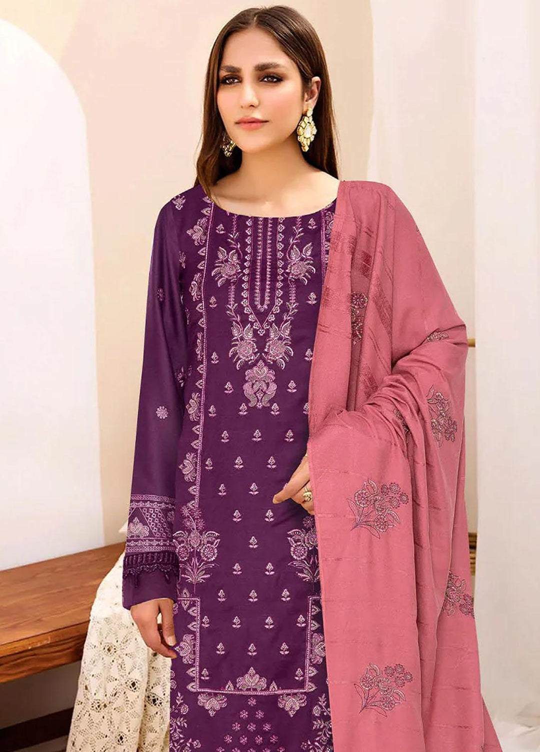 Kuch Khas By Insiya Clothing Embroidered Dhanak Suits Unstitched 3 Piece INS23KK D-05 - Winter Collection