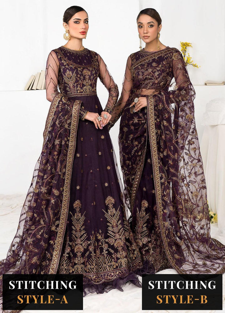La Celeste By Zarif Embroidered Net Suits Unstitched 3 Piece ZF23LC ZLC 06 Lavender - Luxury Formal Collection
