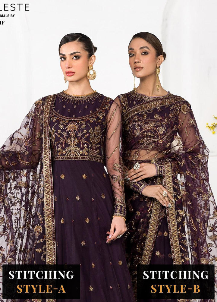 La Celeste By Zarif Embroidered Net Suits Unstitched 3 Piece ZF23LC ZLC 06 Lavender - Luxury Formal Collection
