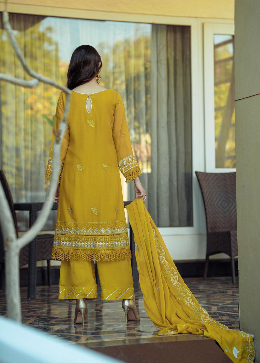 LA FLORA By Fascino Embroidered Chiffon Suits Unstitched 3 Piece FN22-LF3 HUE  - Luxury Collection