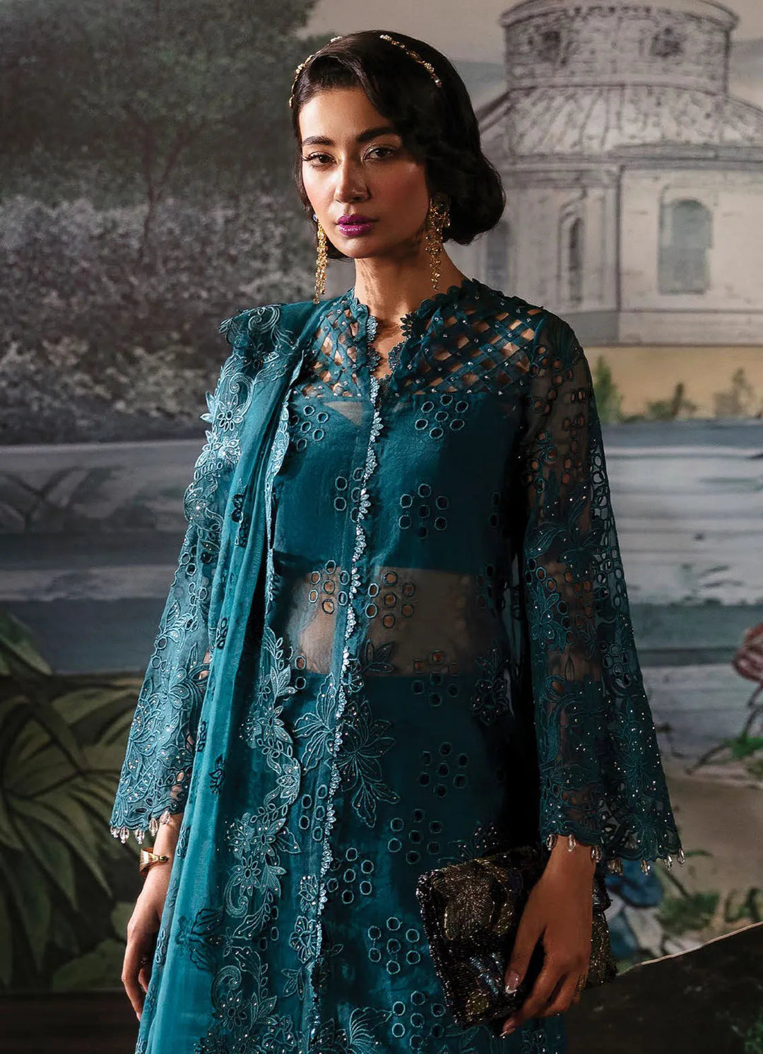 La Fuchsia By Afrozeh Embroidered Organza Suit Unstitched 3 Piece AF24L Alba - Festive Collection