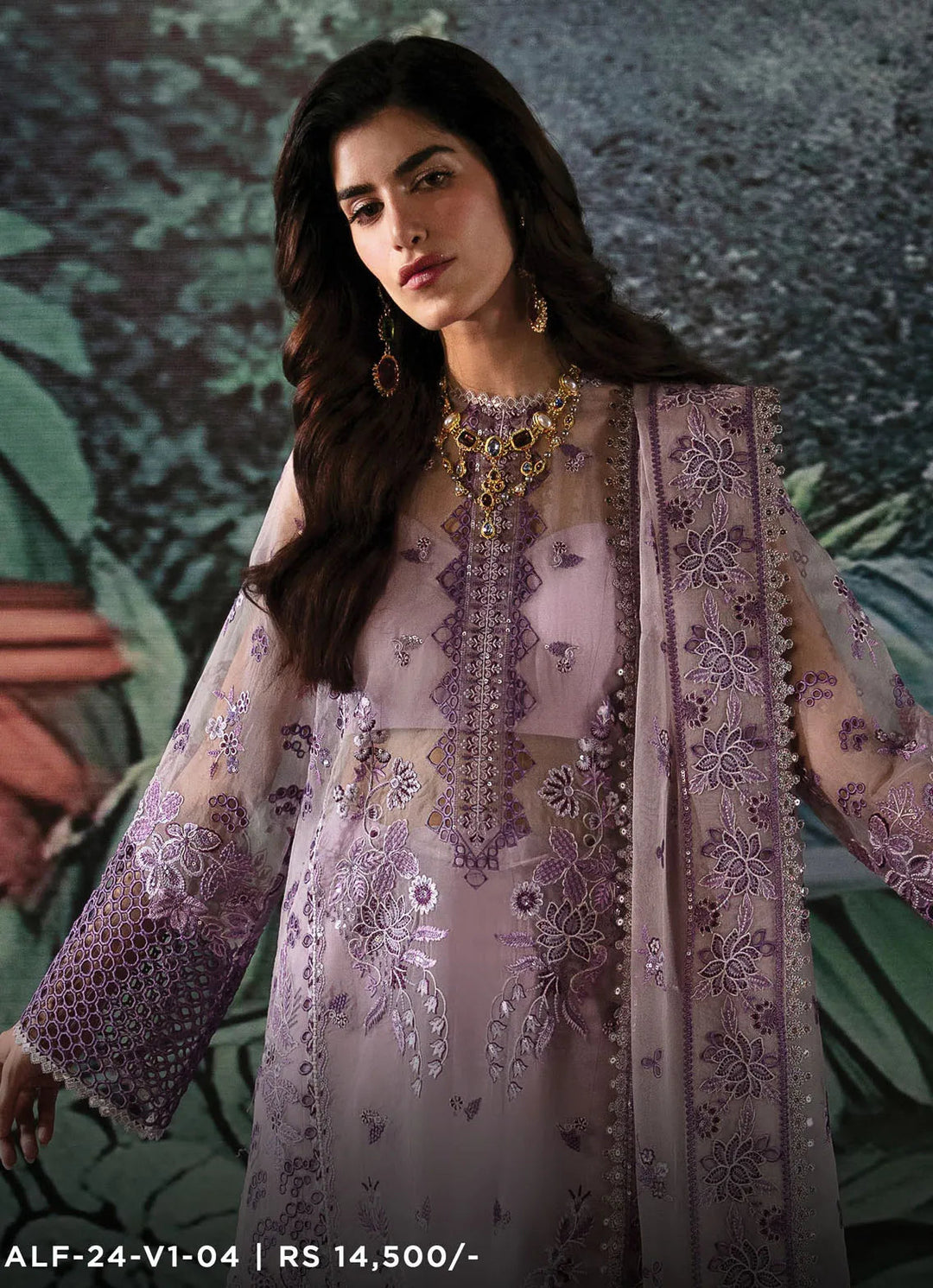 La Fuchsia By Afrozeh Embroidered Organza Suit Unstitched 3 Piece AF24L Helen - Festive Collection