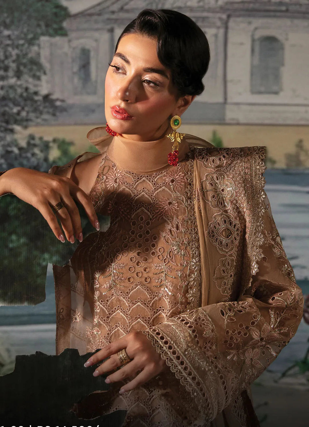 La Fuchsia By Afrozeh Embroidered Organza Suit Unstitched 3 Piece AF24L Reese - Festive Collection