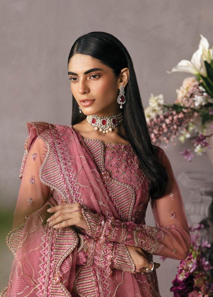 La Fuchsia By Afrozeh Embroidered Net Suits Unstitched 3 Piece AF23LFS ALF-23-V1-01 Salmon - Luxury Formal Collection