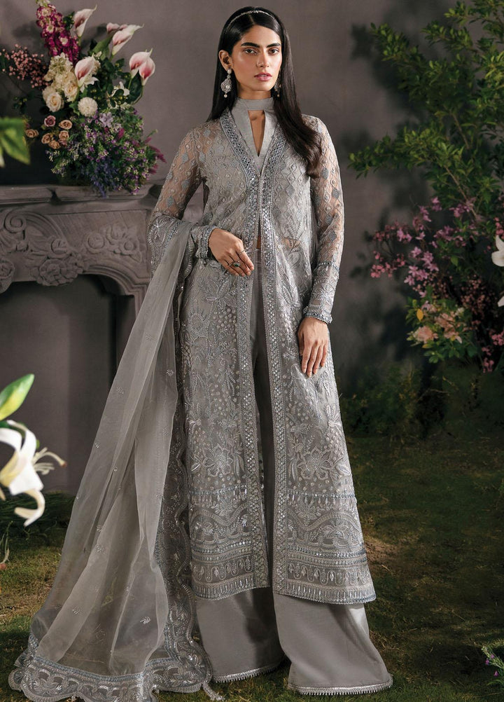 La Fuchsia By Afrozeh Embroidered Organza Suits Unstitched 3 Piece AF23LFS ALF-23-V1-03 Moonlit - Luxury Formal Collection