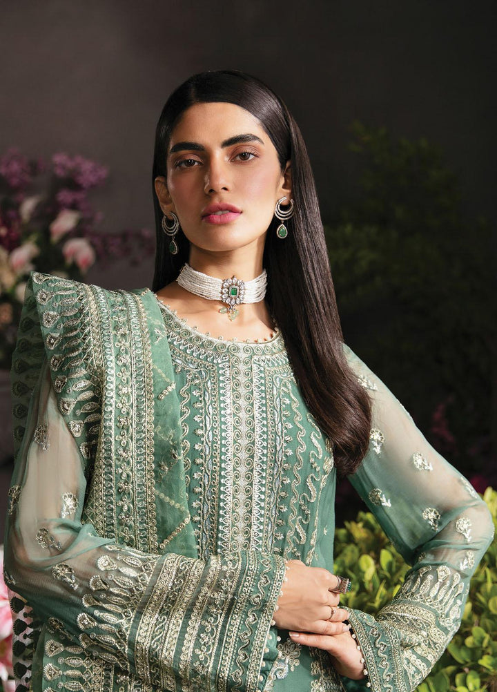 La Fuchsia By Afrozeh Embroidered Chiffon Suits Unstitched 3 Piece AF23LFS ALF-23-V1-08 Sea-Mist - Luxury Formal Collection