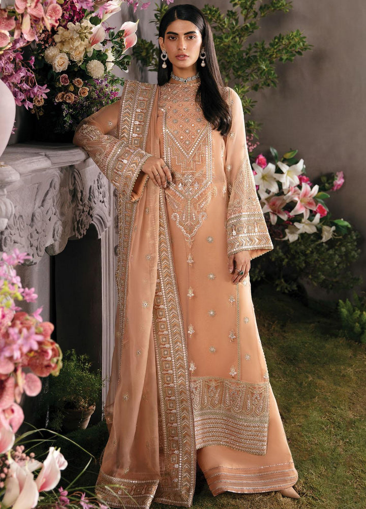 La Fuchsia By Afrozeh Embroidered Organza Suits Unstitched 3 Piece AF23LFS ALF-23-V1-09 Sunset Blush - Luxury Formal Collection