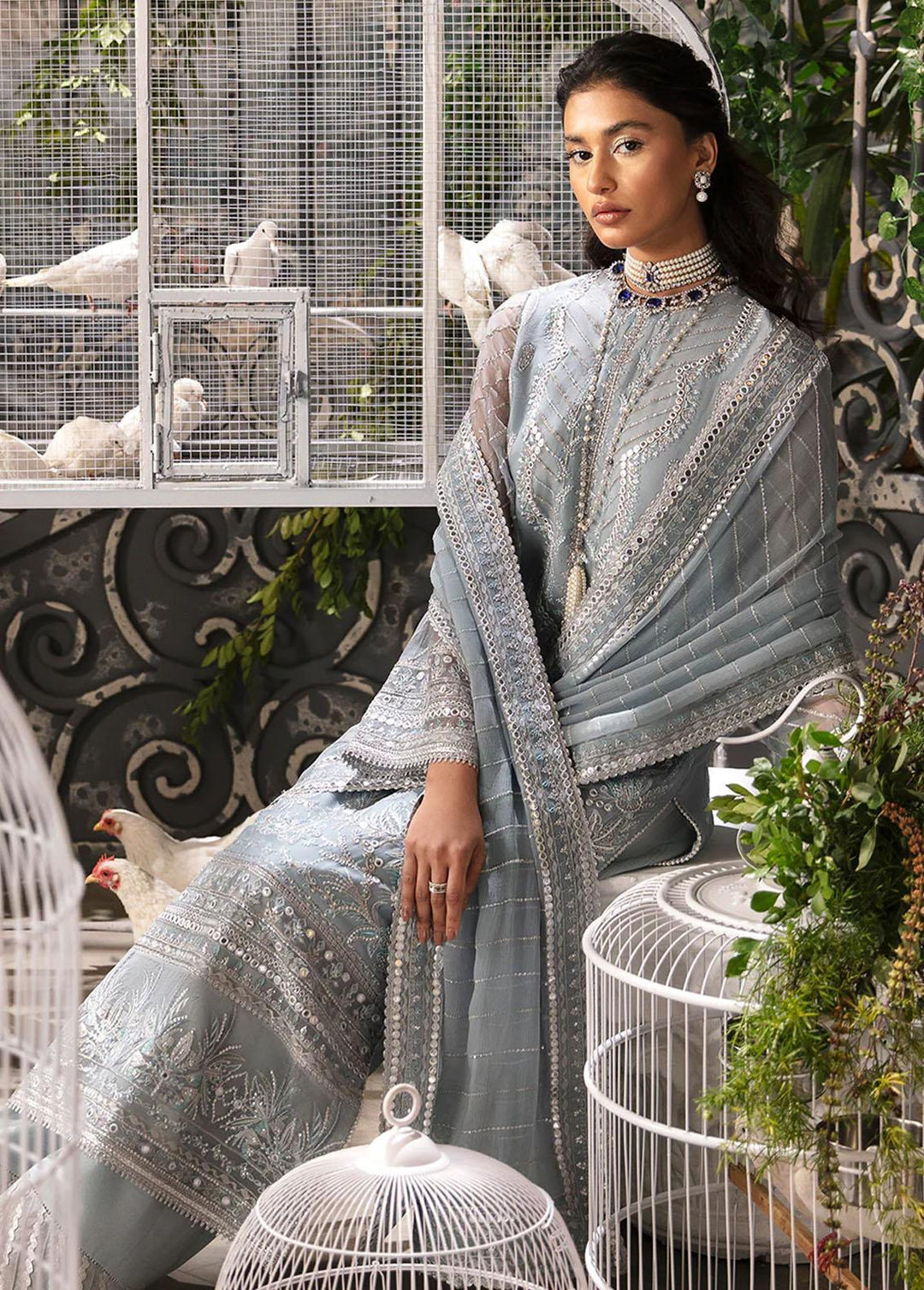 La Fuchsia By Afrozeh Embroidered Chiffon Suits Unstitched 3 Piece AF24LF D-01 Coraline - Wedding Collection