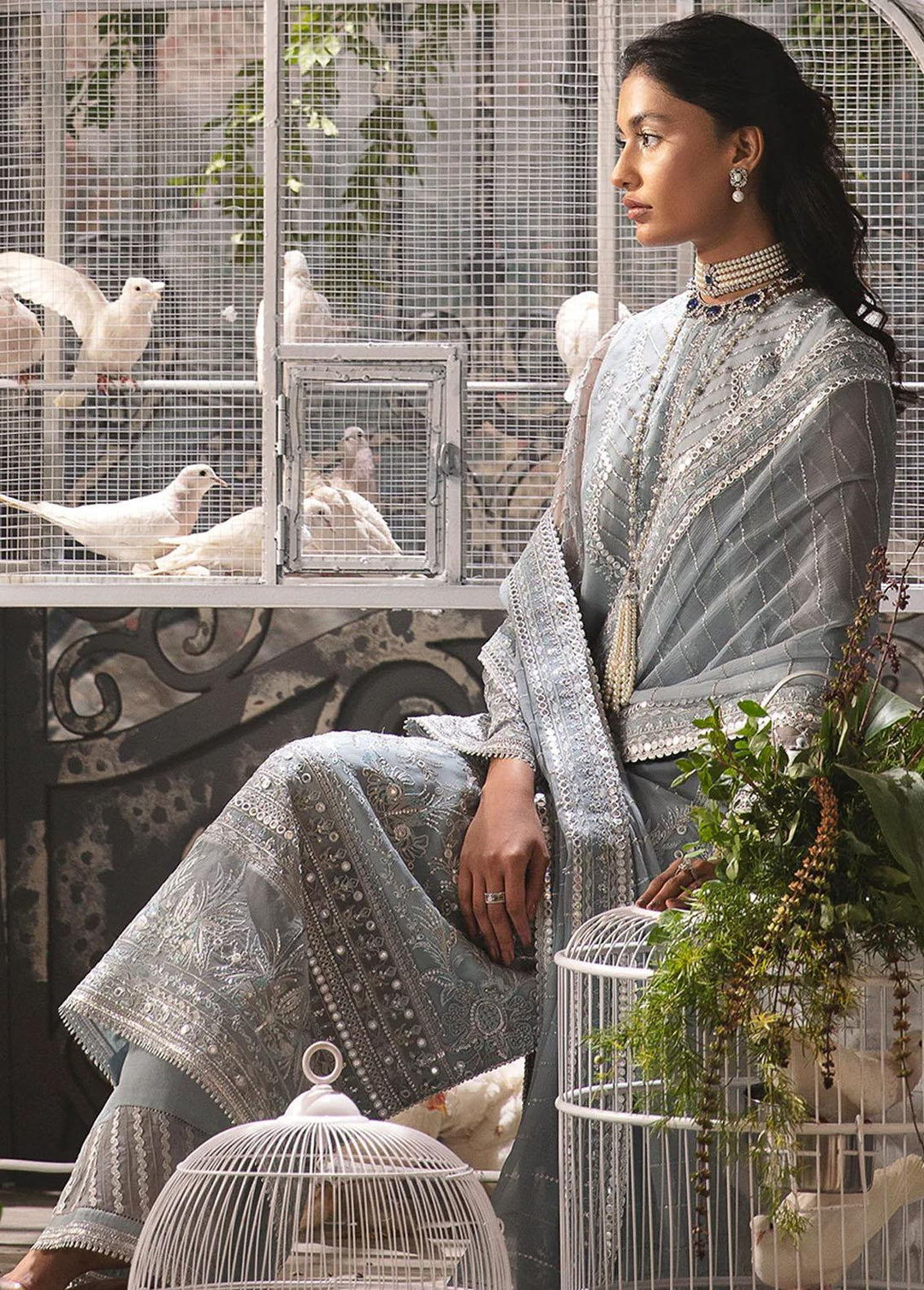 La Fuchsia By Afrozeh Embroidered Chiffon Suits Unstitched 3 Piece AF24LF D-01 Coraline - Wedding Collection