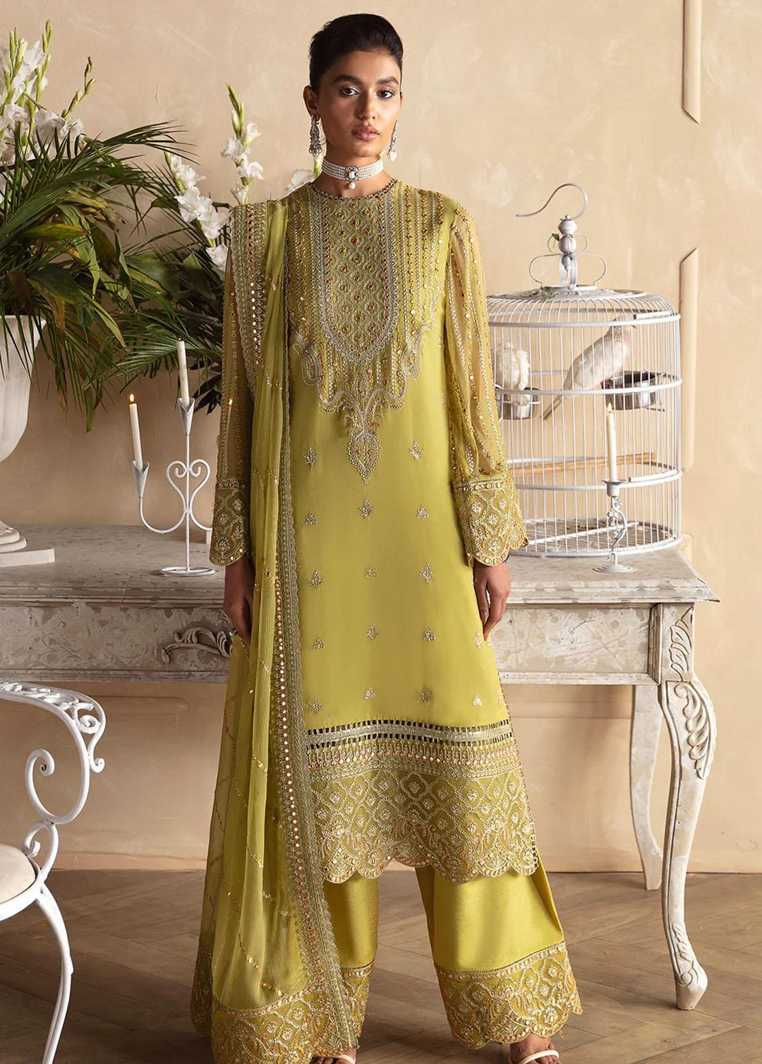 La Fuchsia By Afrozeh Embroidered Chiffon Suits Unstitched 3 Piece AF24LF D-02 Diora - Wedding Collection