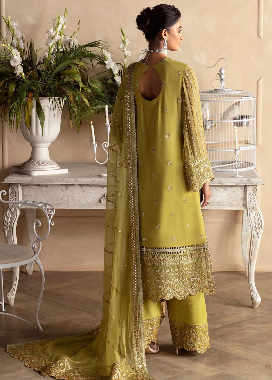 La Fuchsia By Afrozeh Embroidered Chiffon Suits Unstitched 3 Piece AF24LF D-02 Diora - Wedding Collection