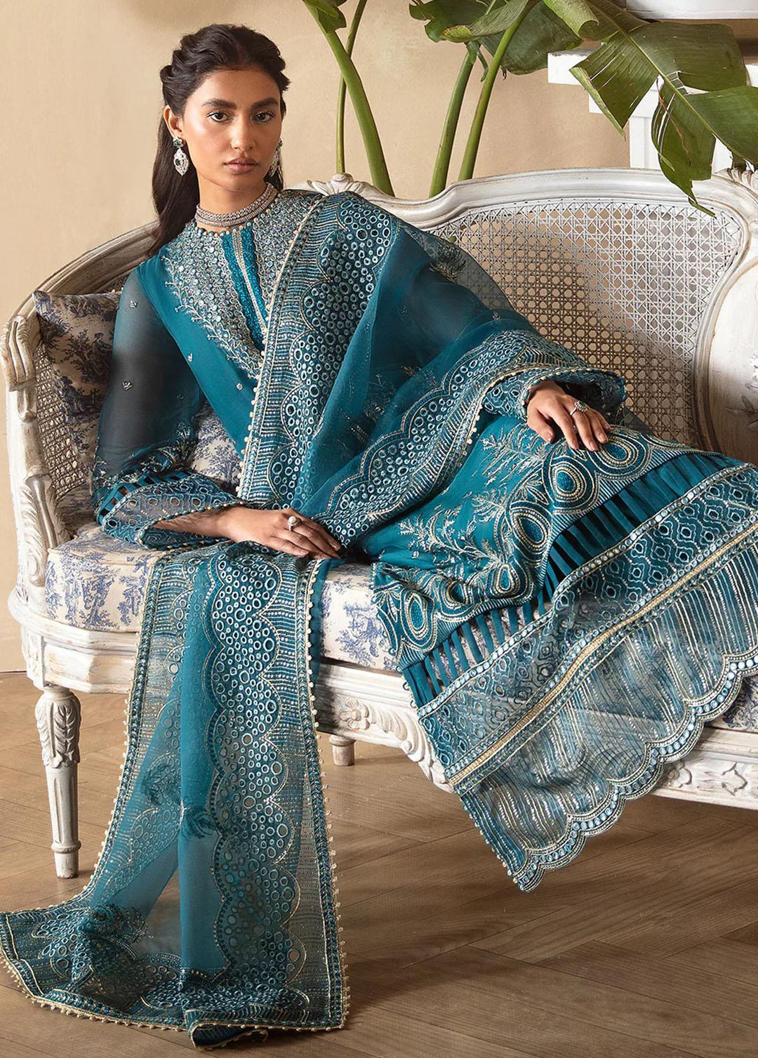 La Fuchsia By Afrozeh Embroidered Chiffon Suits Unstitched 3 Piece AF24LF D-03 Liana - Wedding Collection