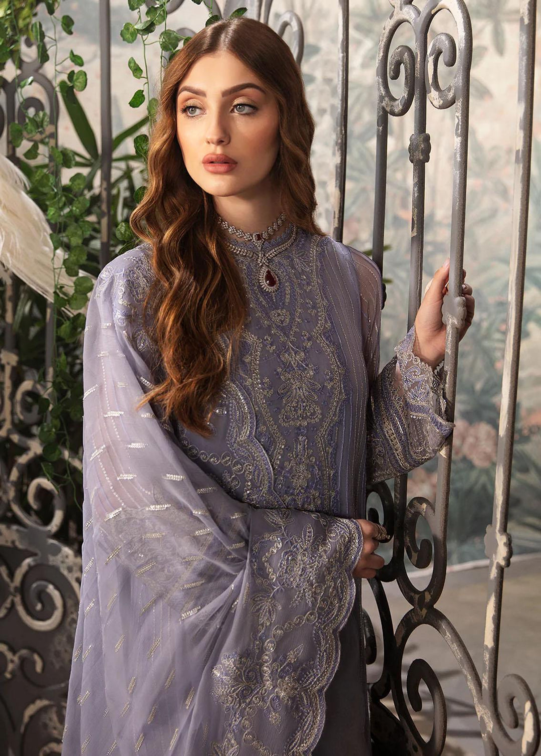 La Fuchsia By Afrozeh Embroidered Chiffon Suits Unstitched 3 Piece AF24LF D-04 Elyssa - Wedding Collection