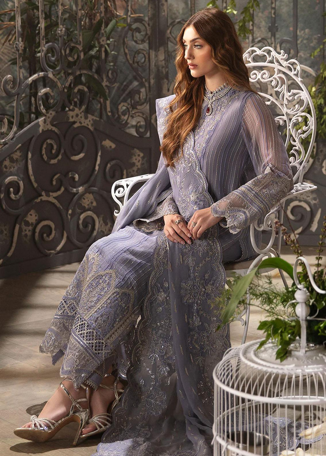La Fuchsia By Afrozeh Embroidered Chiffon Suits Unstitched 3 Piece AF24LF D-04 Elyssa - Wedding Collection