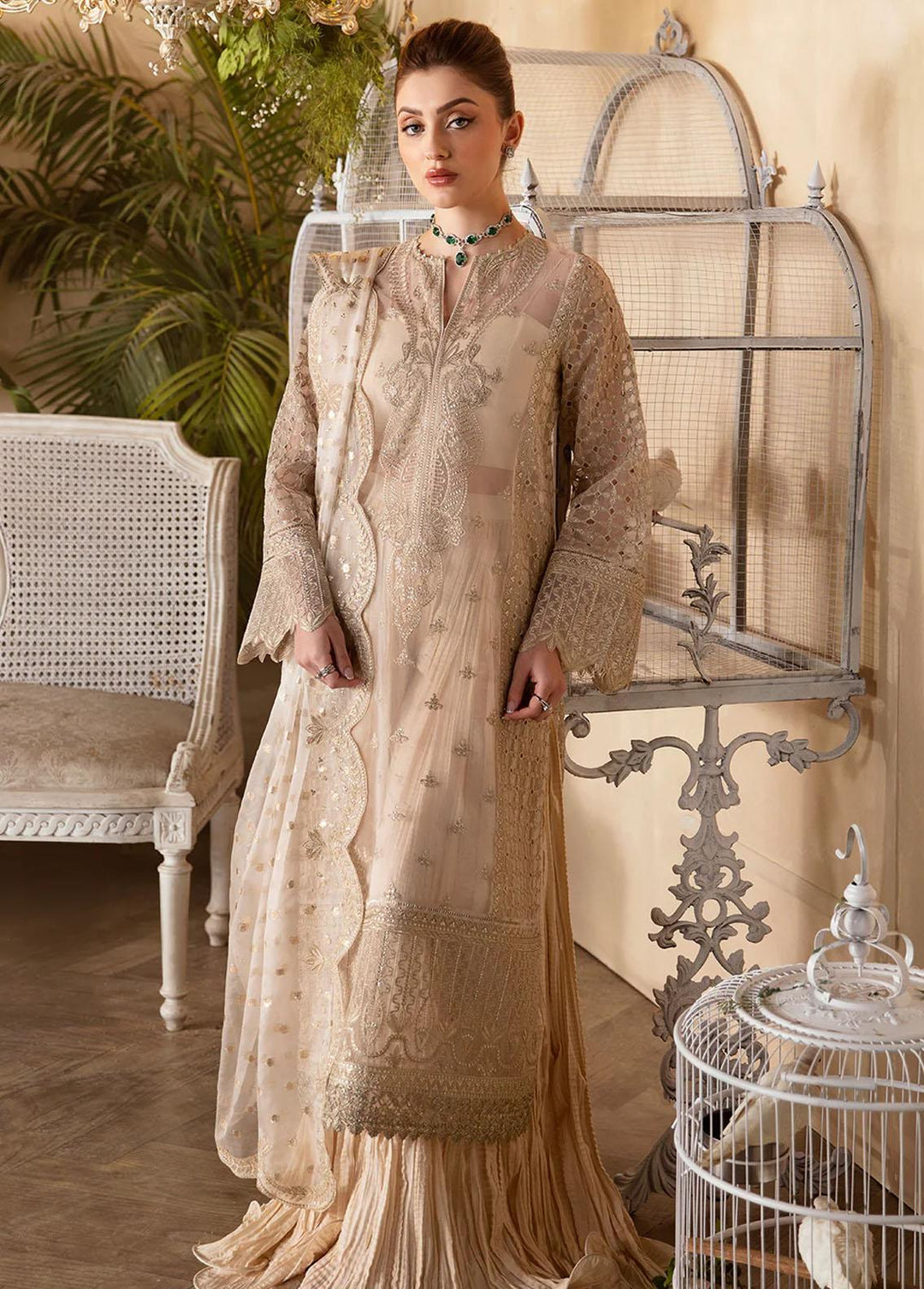 La Fuchsia By Afrozeh Embroidered Organza Suits Unstitched 3 Piece AF24LF D-05 Daisy - Wedding Collection