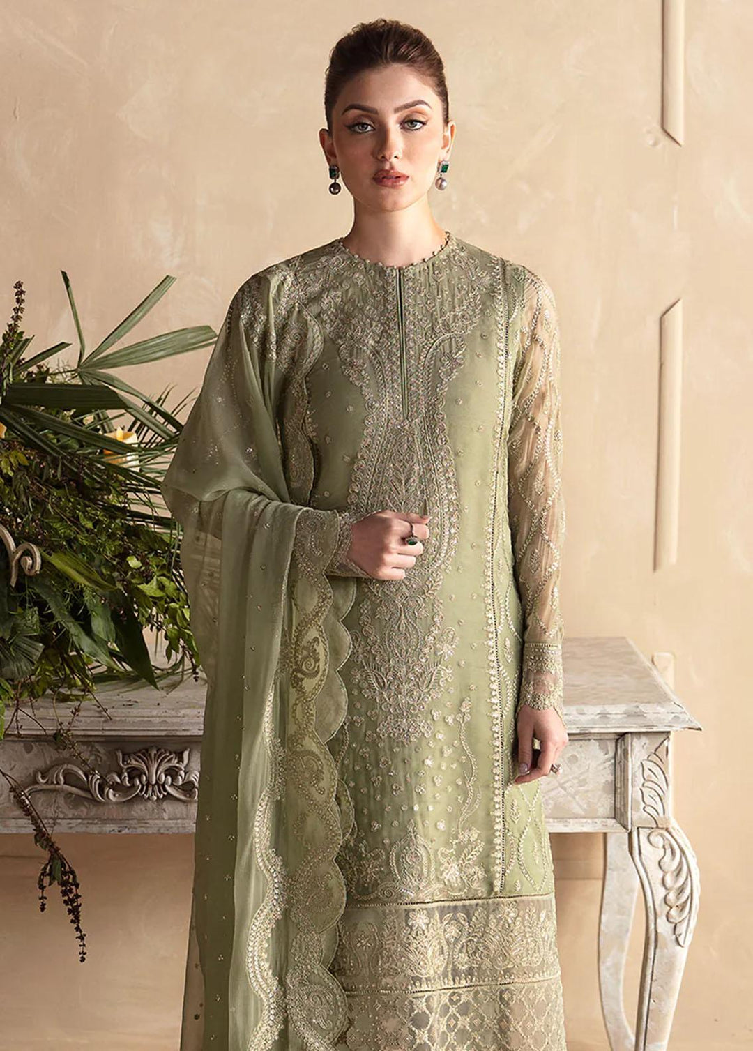 La Fuchsia By Afrozeh Embroidered Chiffon Suits Unstitched 3 Piece AF24LF D-06 Cassia - Wedding Collection