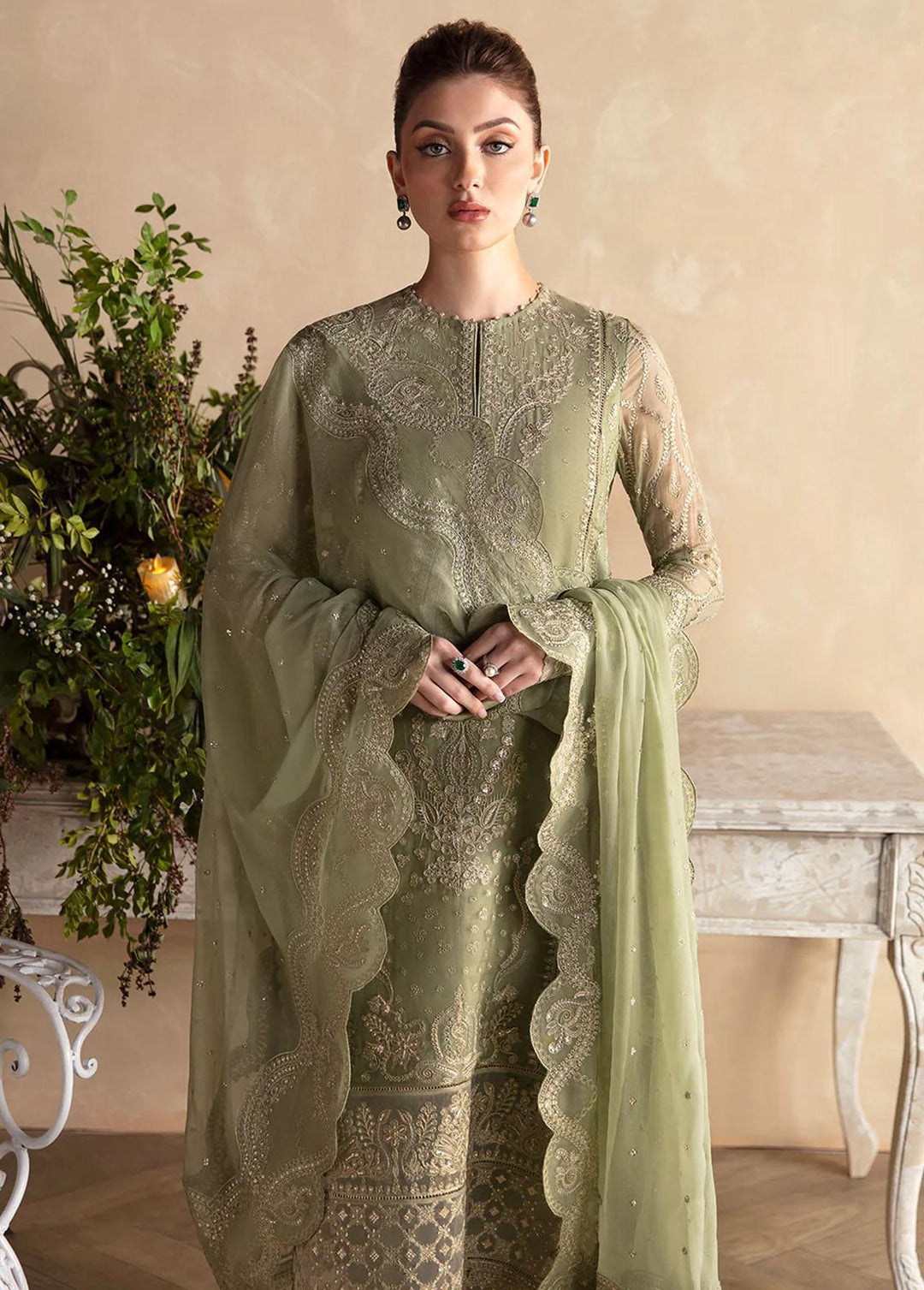 La Fuchsia By Afrozeh Embroidered Chiffon Suits Unstitched 3 Piece AF24LF D-06 Cassia - Wedding Collection