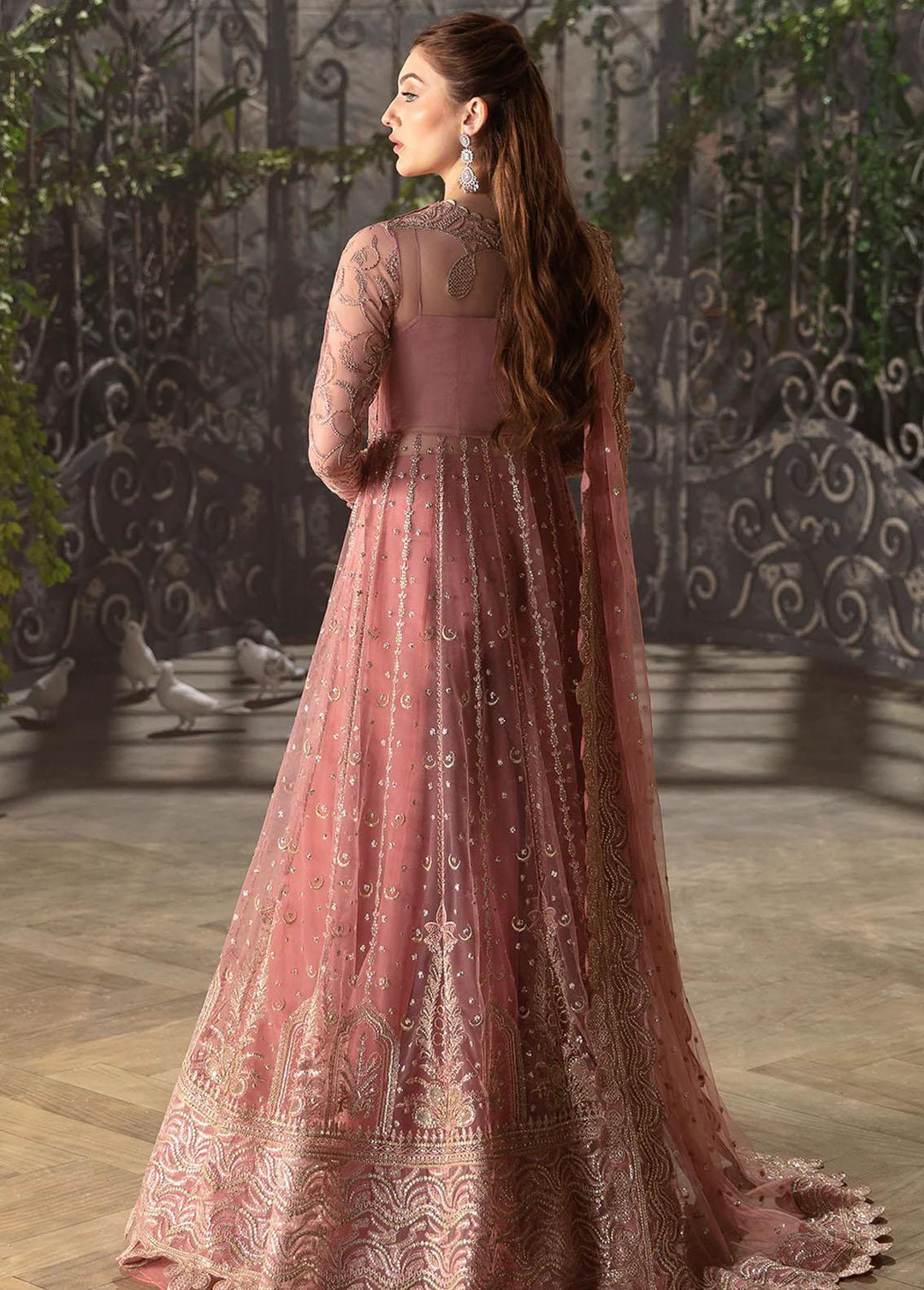 La Fuchsia By Afrozeh Embroidered Net Suits Unstitched 3 Piece AF24LF D-07 Rosa - Wedding Collection