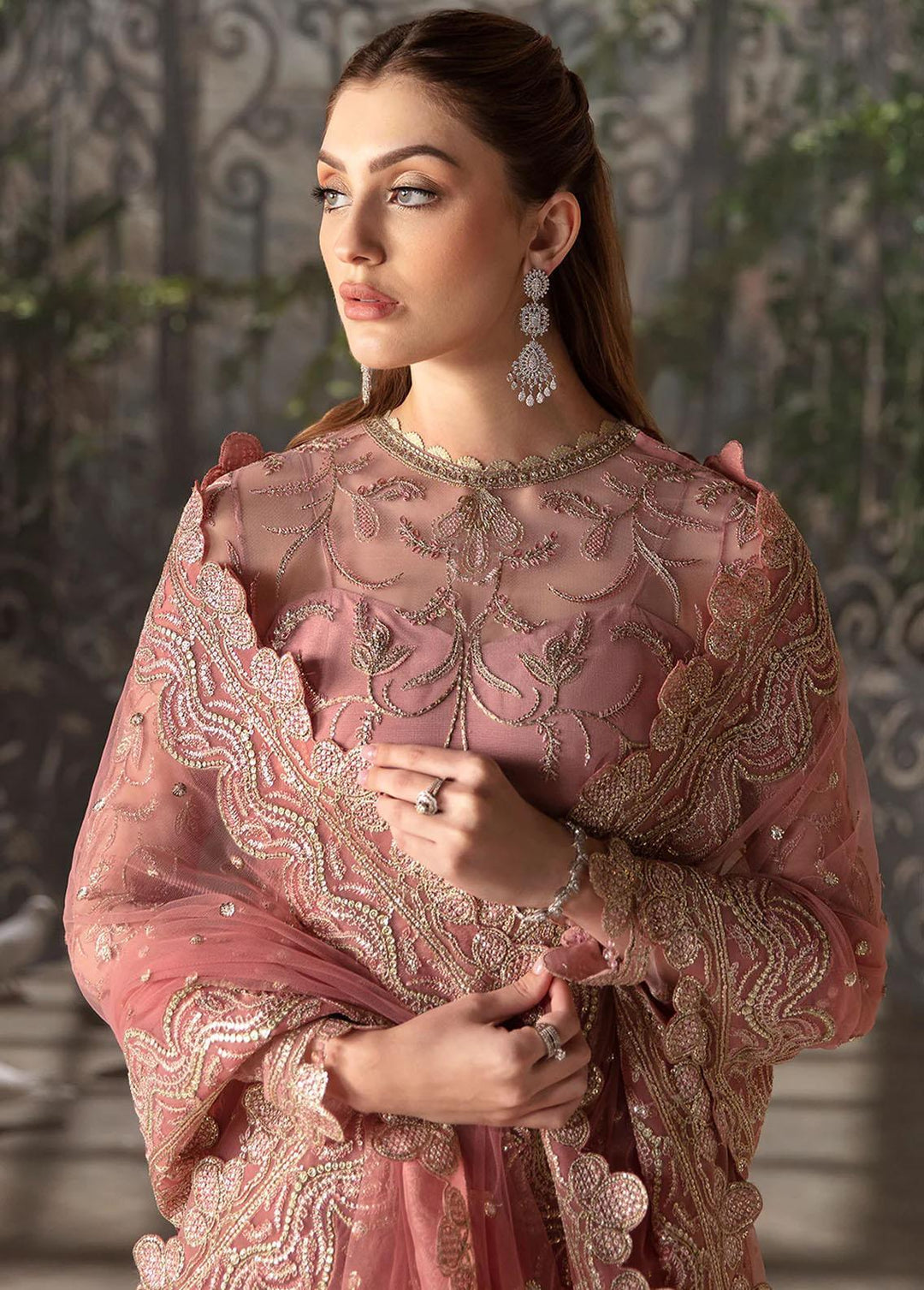 La Fuchsia By Afrozeh Embroidered Net Suits Unstitched 3 Piece AF24LF D-07 Rosa - Wedding Collection