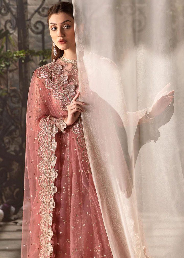 La Fuchsia By Afrozeh Embroidered Net Suits Unstitched 3 Piece AF24LF D-07 Rosa - Wedding Collection