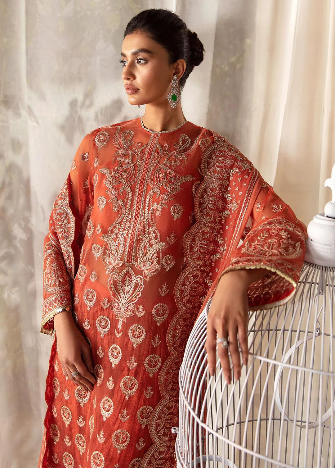 La Fuchsia By Afrozeh Embroidered Organza Suits Unstitched 3 Piece AF24LF D-10 Sierra - Wedding Collection