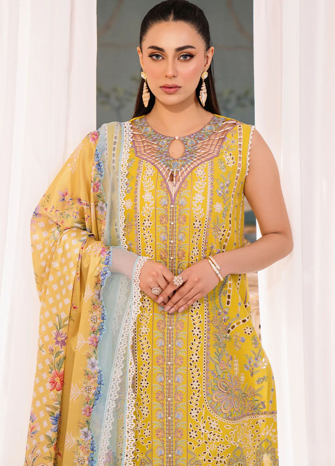 La Hira by Bin Ilyas Embroidered Lawn Suits Unstitched 3 Piece BI24LH 201A - Summer Collection