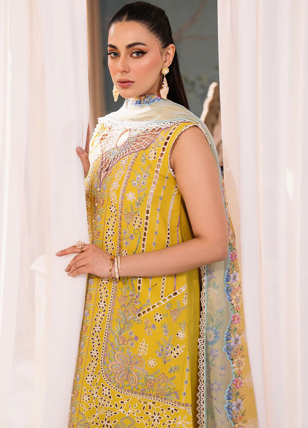 La Hira by Bin Ilyas Embroidered Lawn Suits Unstitched 3 Piece BI24LH 201A - Summer Collection