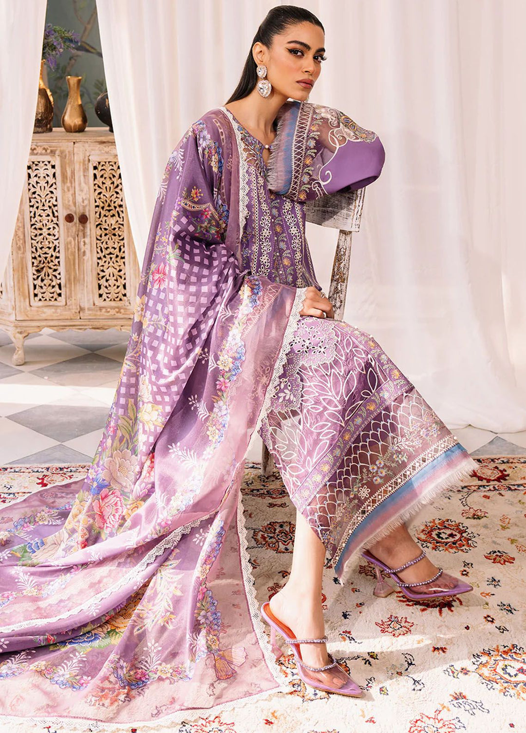 La Hira by Bin Ilyas Embroidered Lawn Suits Unstitched 3 Piece BI24LH 201B - Summer Collection
