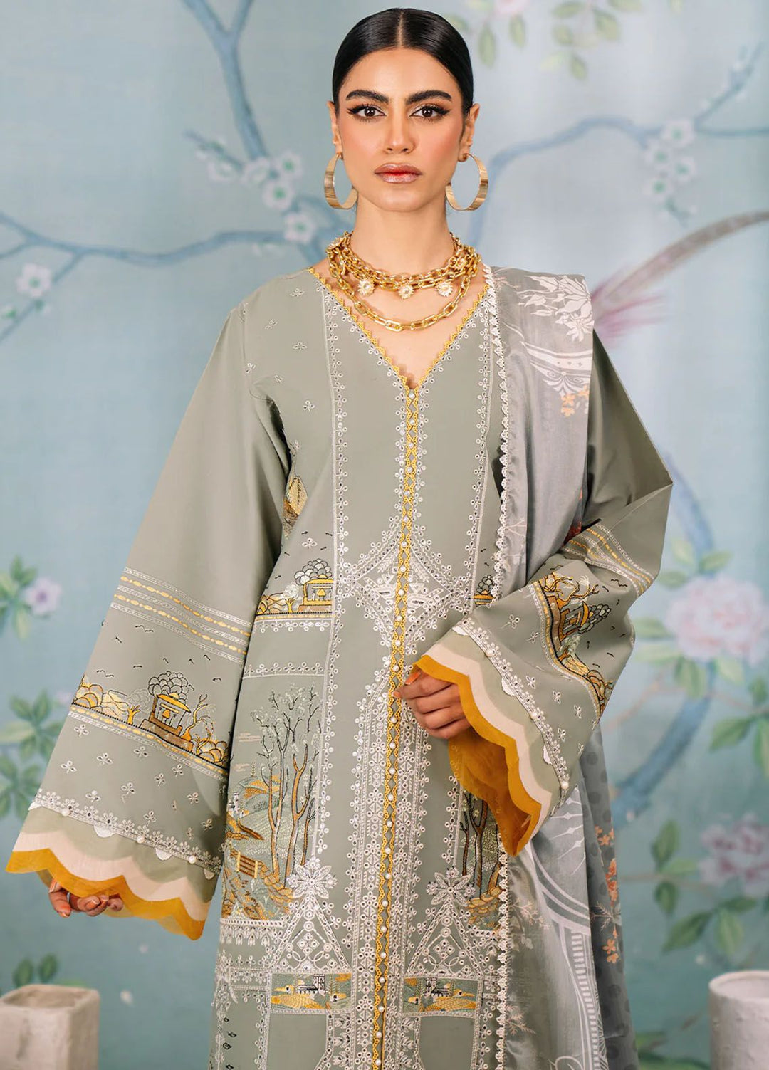 La Hira by Bin Ilyas Embroidered Lawn Suits Unstitched 3 Piece BI24LH 206A - Summer Collection