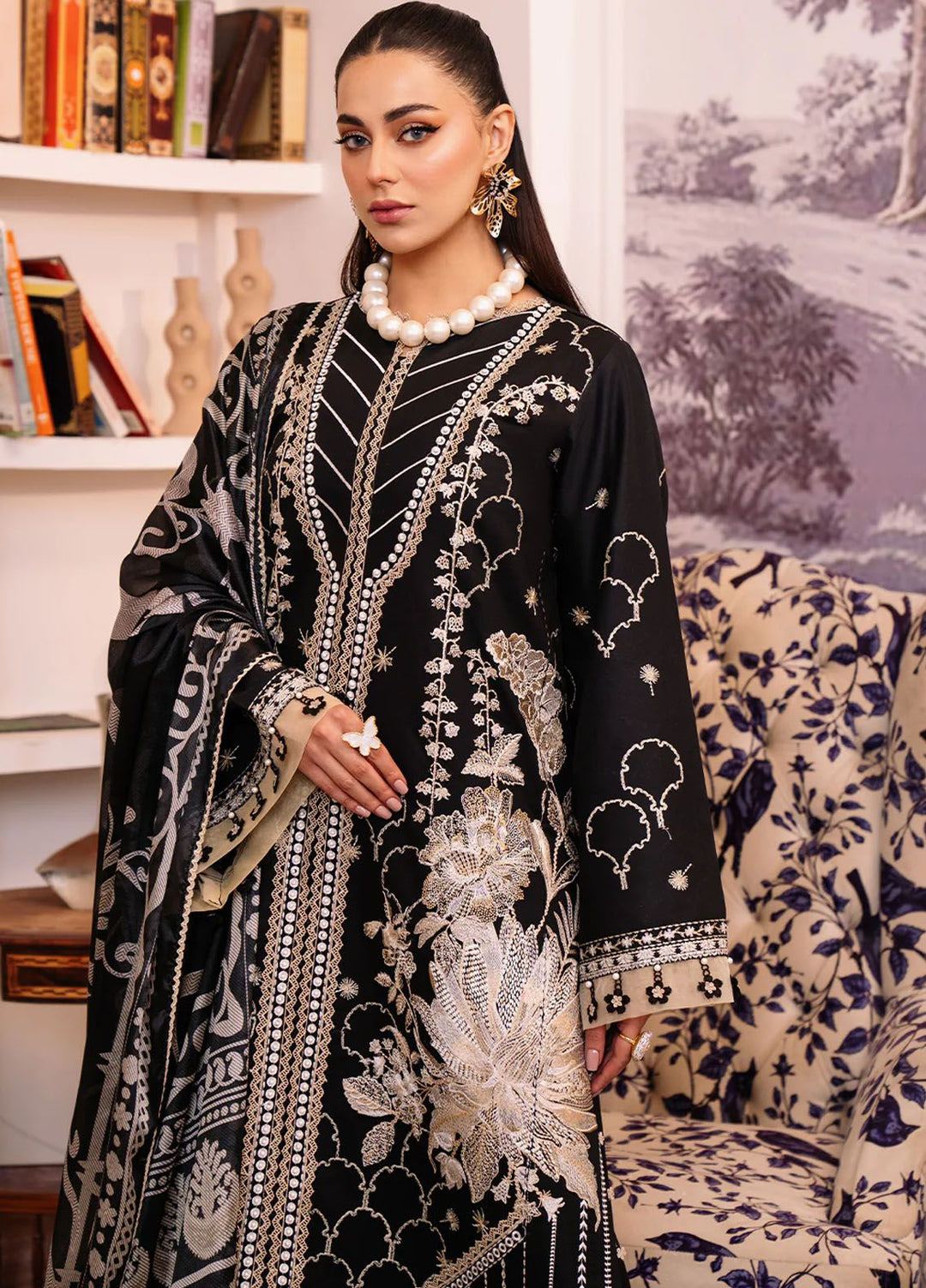 La Hira by Bin Ilyas Embroidered Lawn Suits Unstitched 3 Piece BI24LH 207B - Summer Collection