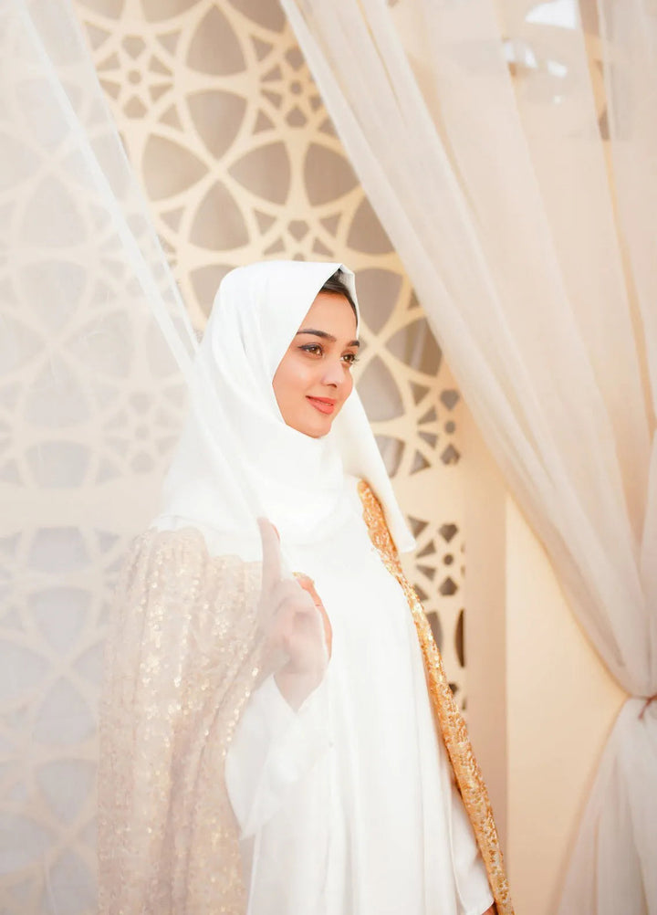 La Khilaba Pret Embroidered Net Sequin Abaya Luxury Sequin