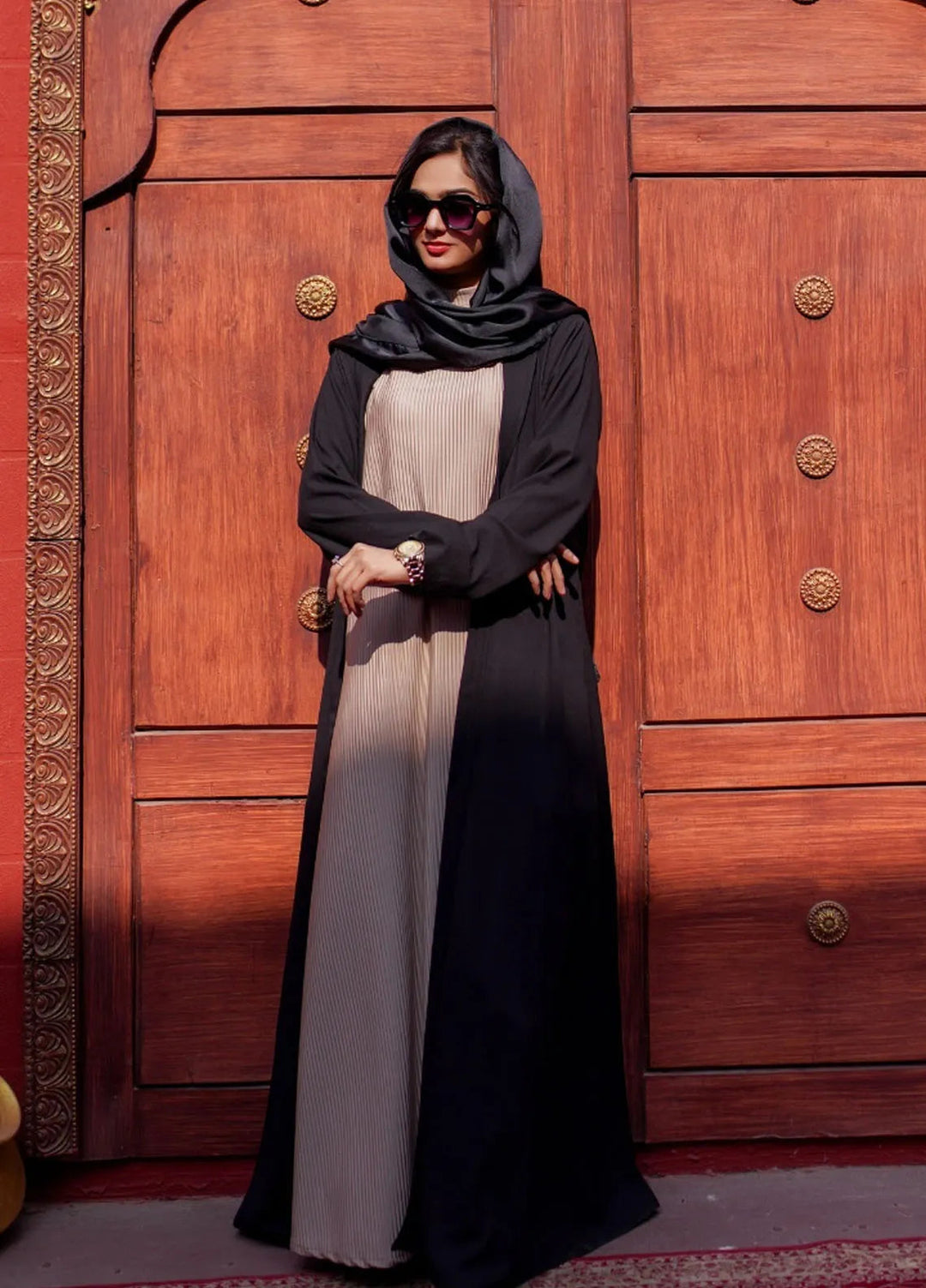 La Khilaba Pret Plain Georgette Abaya Black Coat