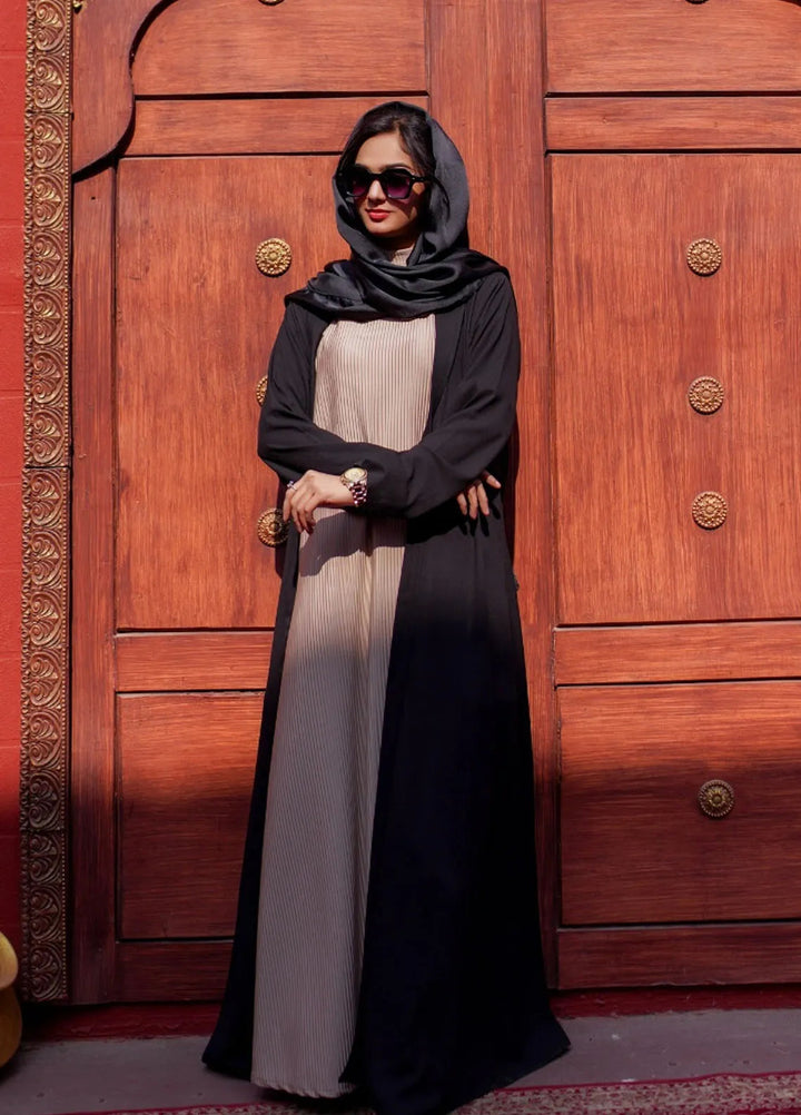 La Khilaba Pret Plain Georgette Abaya Black Coat
