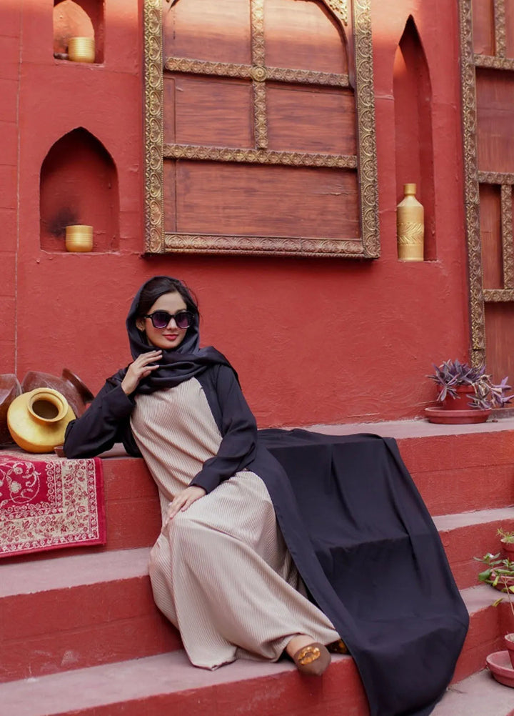 La Khilaba Pret Plain Georgette Abaya Black Coat