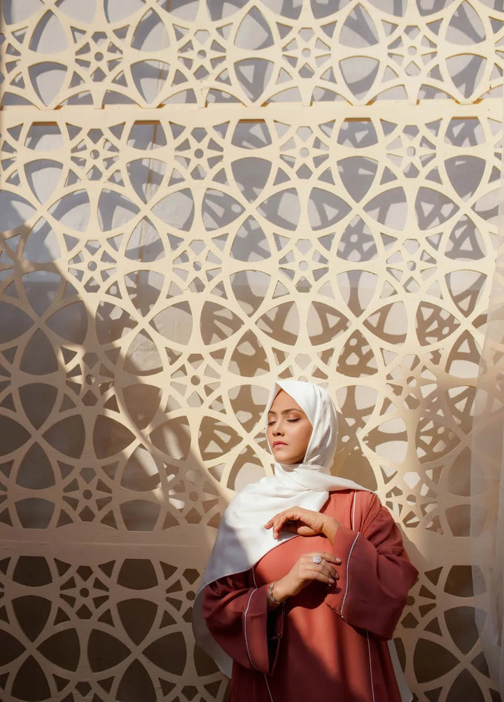 La Khilaba Pret Plain Georgette Abaya Rust Charm