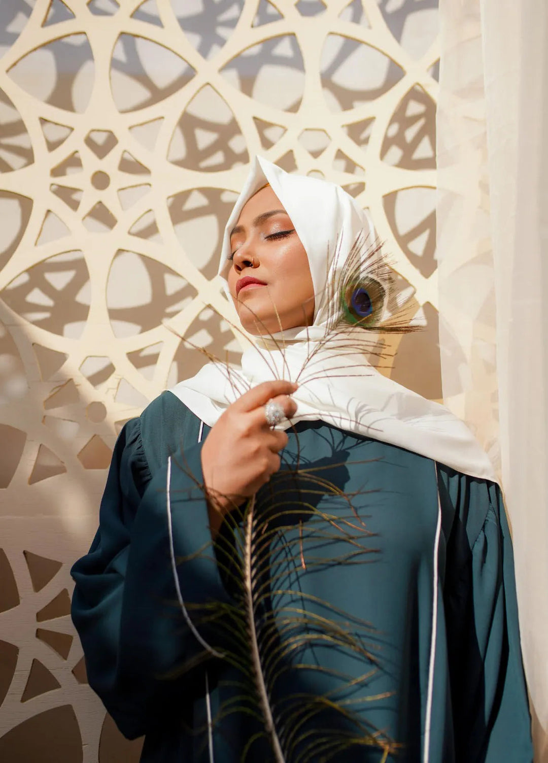 La Khilaba Pret Plain Georgette Abaya Teal Charm