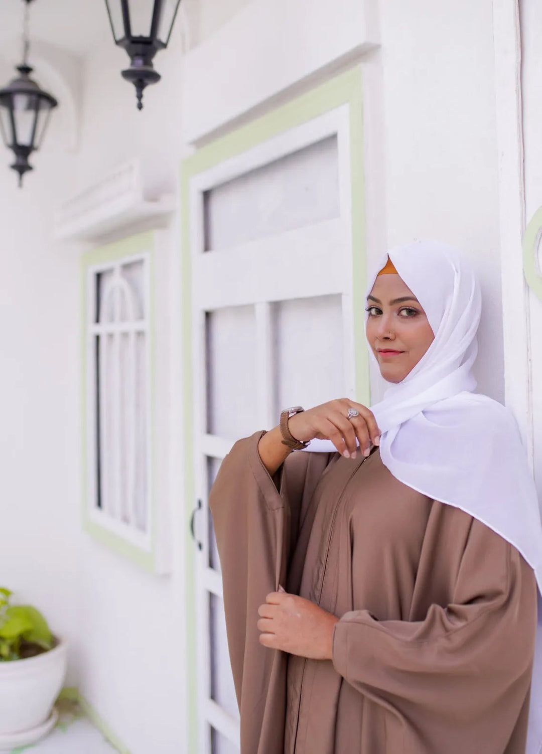 La Khilaba Pret Plain Nida Abaya Farasha Coffee