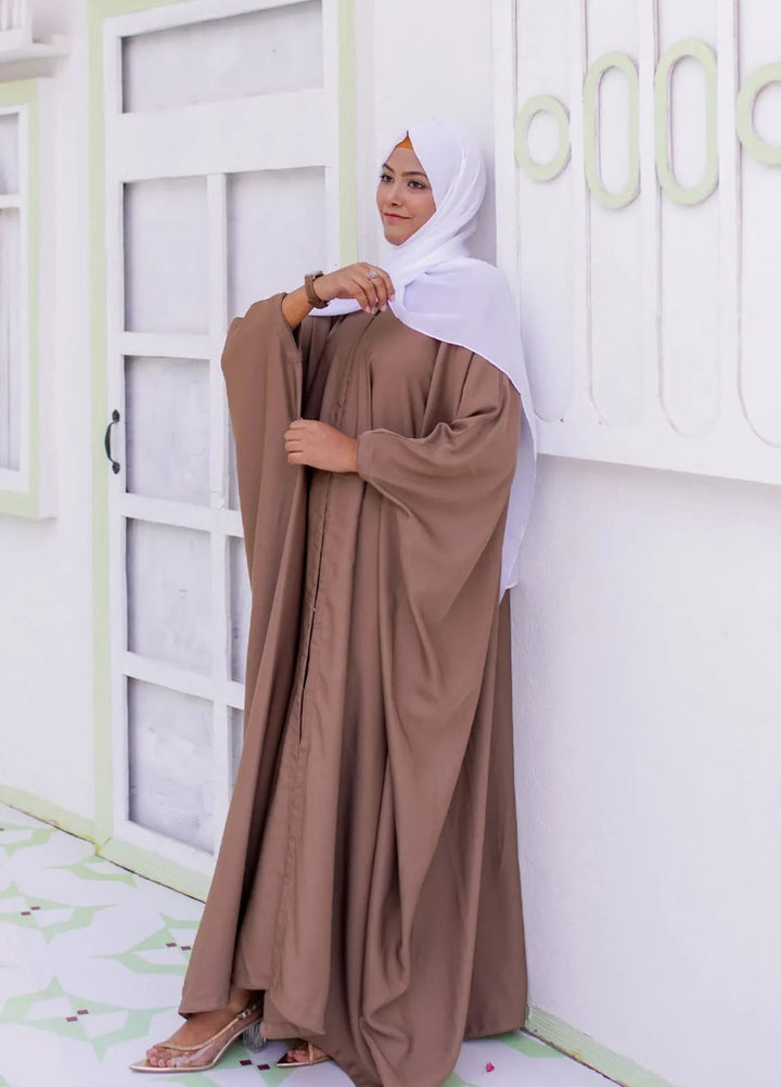 La Khilaba Pret Plain Nida Abaya Farasha Coffee