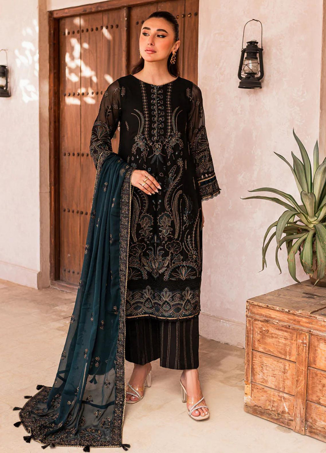 La Mode By Xenia Formals Embroidered Chiffon Suits Unstitched 3 Piece XE23LM Ciya - Luxury Collection