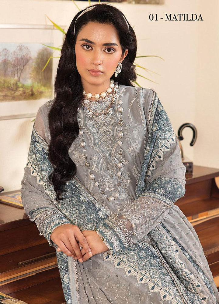 La Mode By Xenia Formals Embroidered Chiffon Suits Unstitched 3 Piece XE23LM D-01 Matilda - Luxury Collection