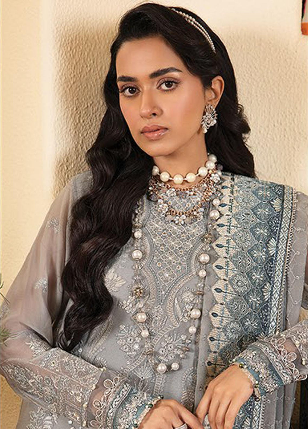 La Mode By Xenia Formals Embroidered Chiffon Suits Unstitched 3 Piece XE23LM D-01 Matilda - Luxury Collection
