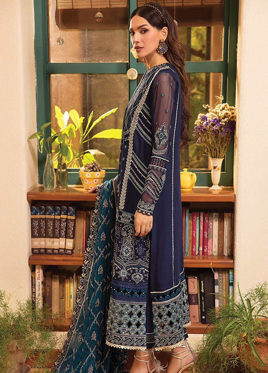 La Mode By Xenia Formals Embroidered Chiffon Suits Unstitched 3 Piece XE23LM D-04 Celeste - Luxury Collection