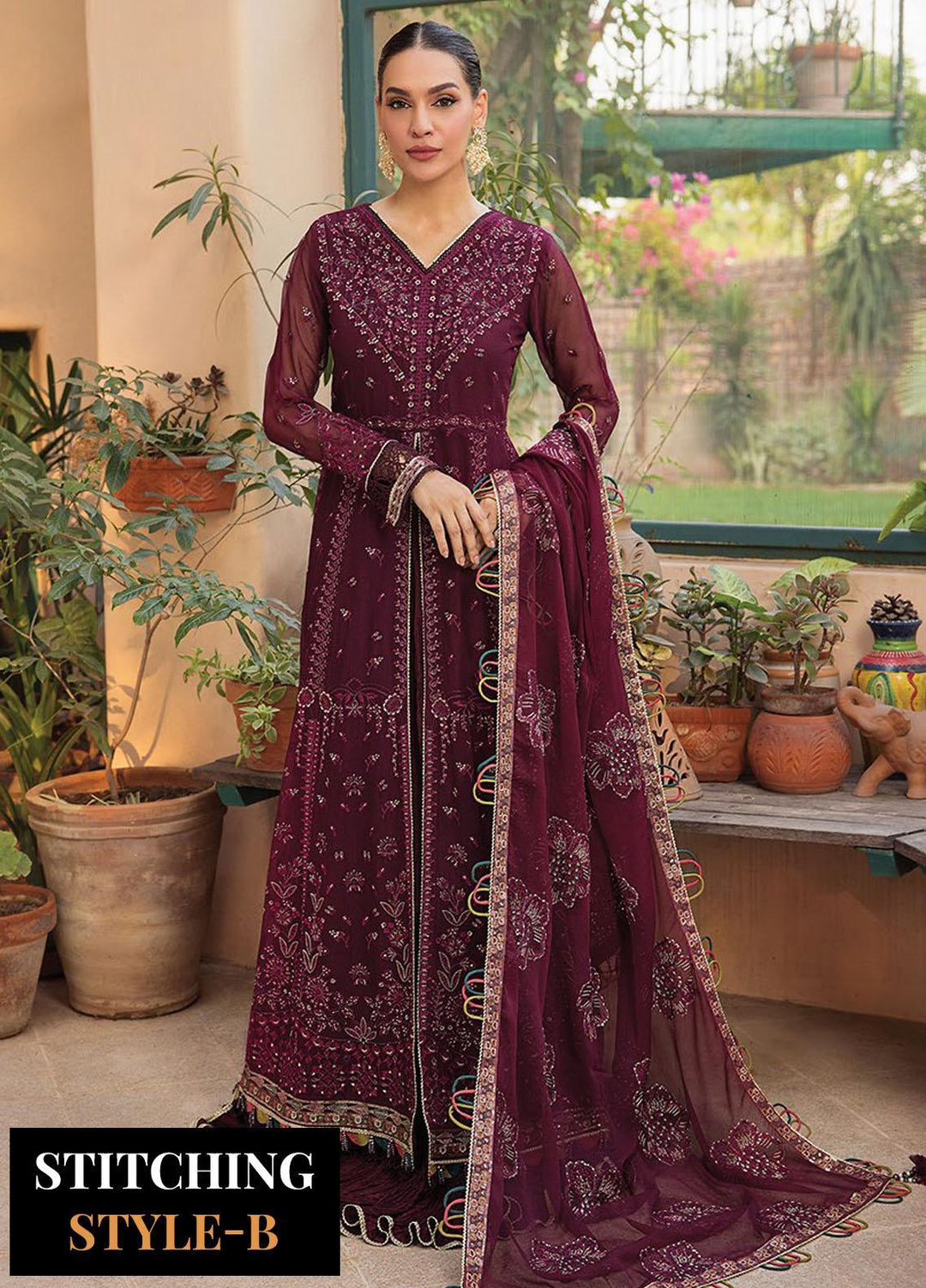 La Mode By Xenia Formals Embroidered Chiffon Suits Unstitched 3 Piece XE23LM D-08 Marisa - Luxury Collection