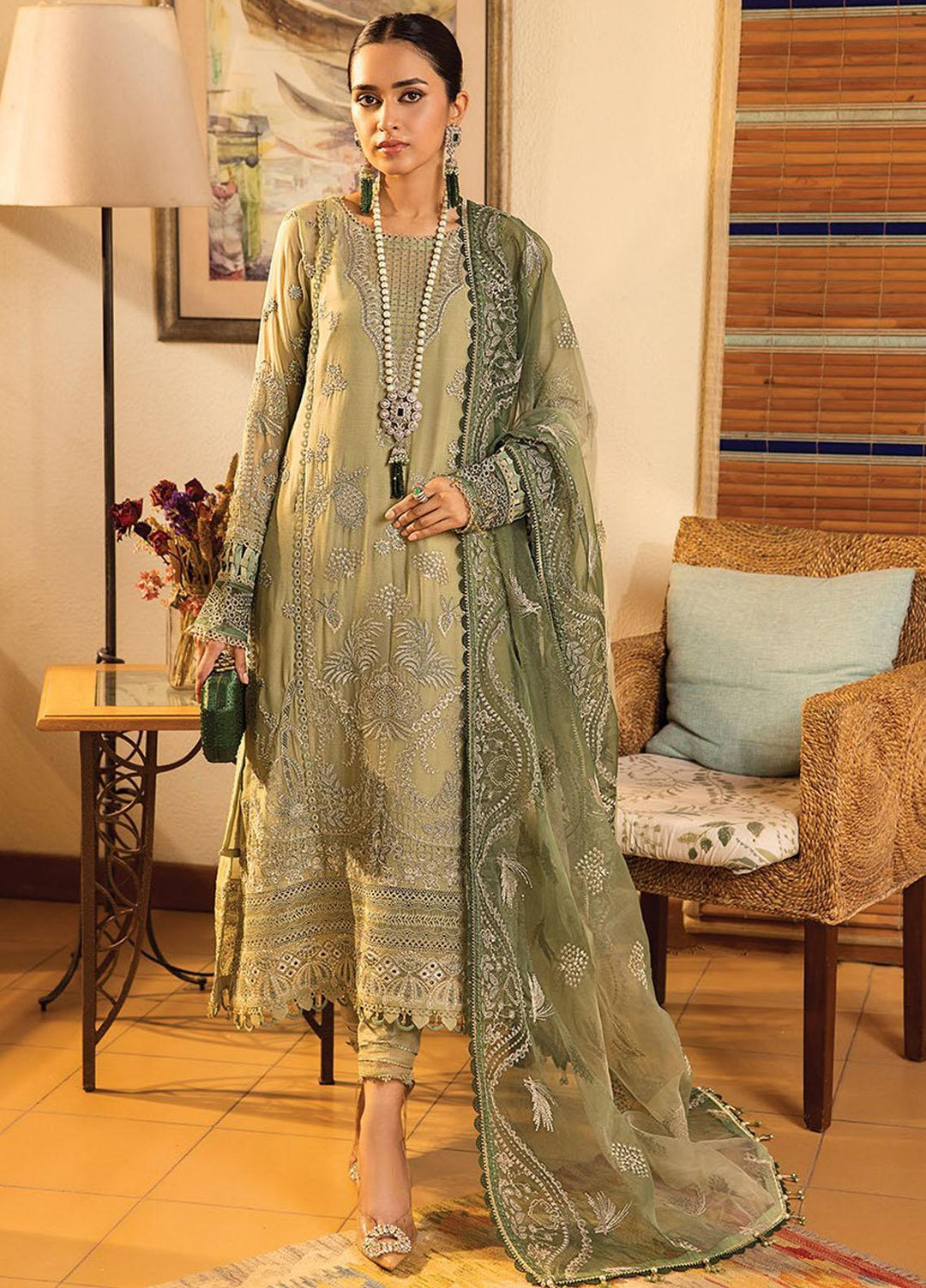 La Mode By Xenia Formals Embroidered Chiffon Suits Unstitched 3 Piece XE23LM D-09 Liana - Luxury Collection