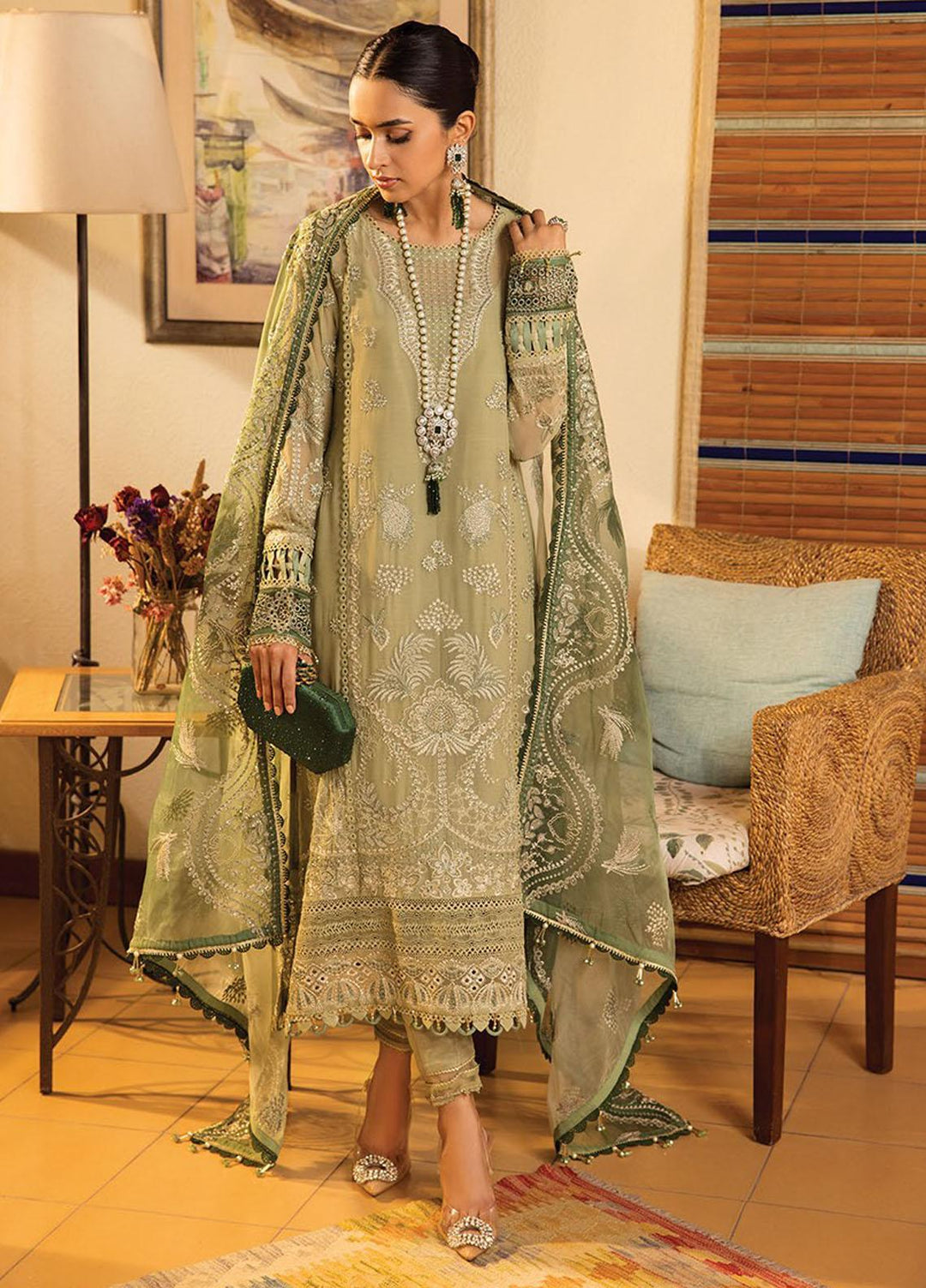 La Mode By Xenia Formals Embroidered Chiffon Suits Unstitched 3 Piece XE23LM D-09 Liana - Luxury Collection