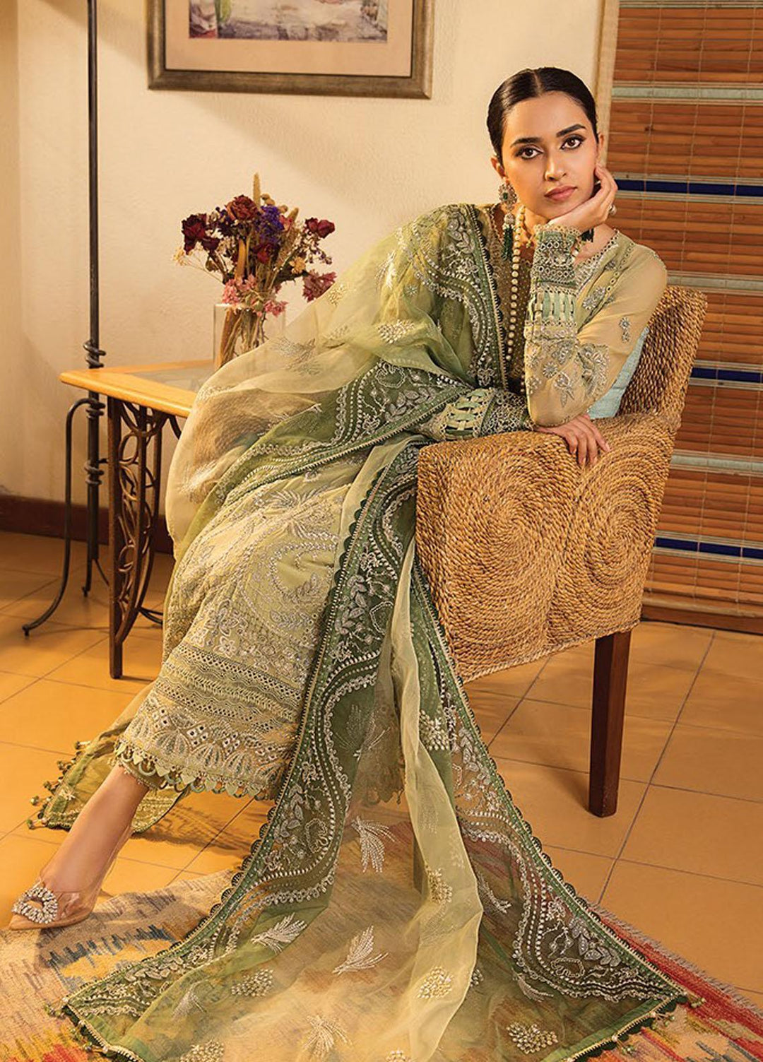 La Mode By Xenia Formals Embroidered Chiffon Suits Unstitched 3 Piece XE23LM D-09 Liana - Luxury Collection
