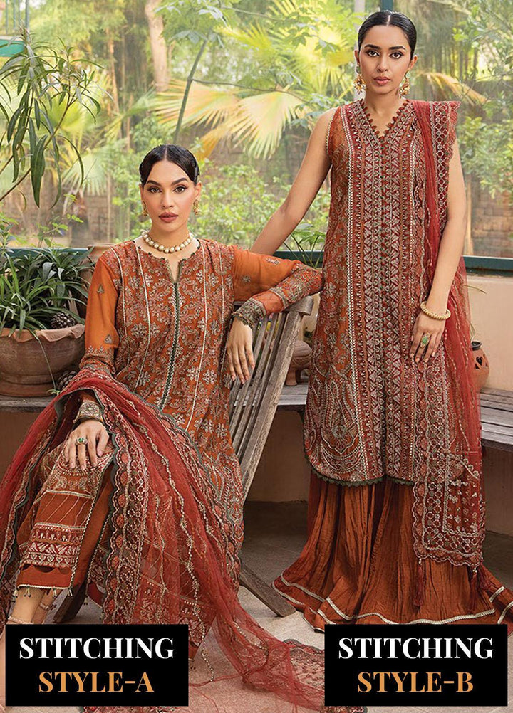La Mode By Xenia Formals Embroidered Chiffon Suits Unstitched 3 Piece XE25LU D-10 Sophiee - Luxury Collection
