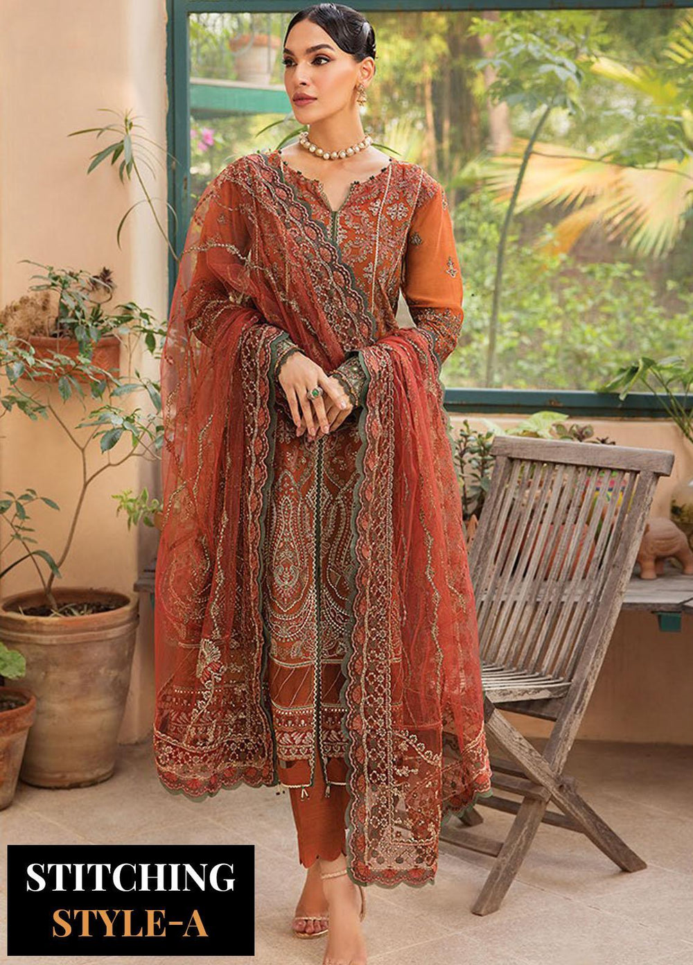 La Mode By Xenia Formals Embroidered Chiffon Suits Unstitched 3 Piece XE25LU D-10 Sophiee - Luxury Collection