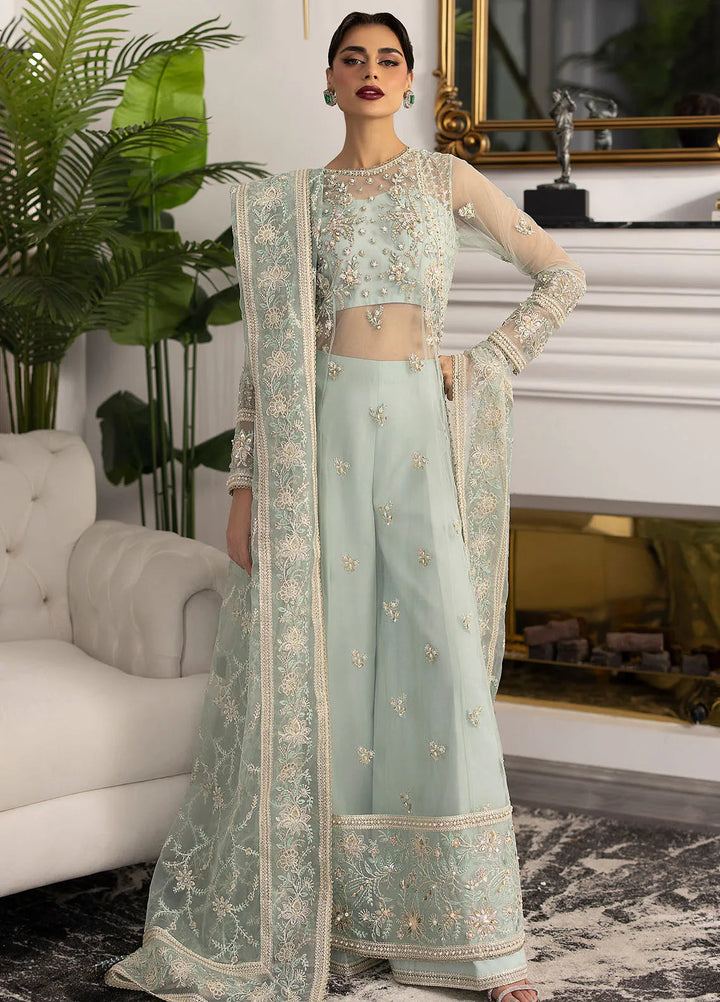 La more By Sardinia Embroidered Net Suit Unstitched 3 Piece SRD24LM 707 Ocean Mist - Formal Collection